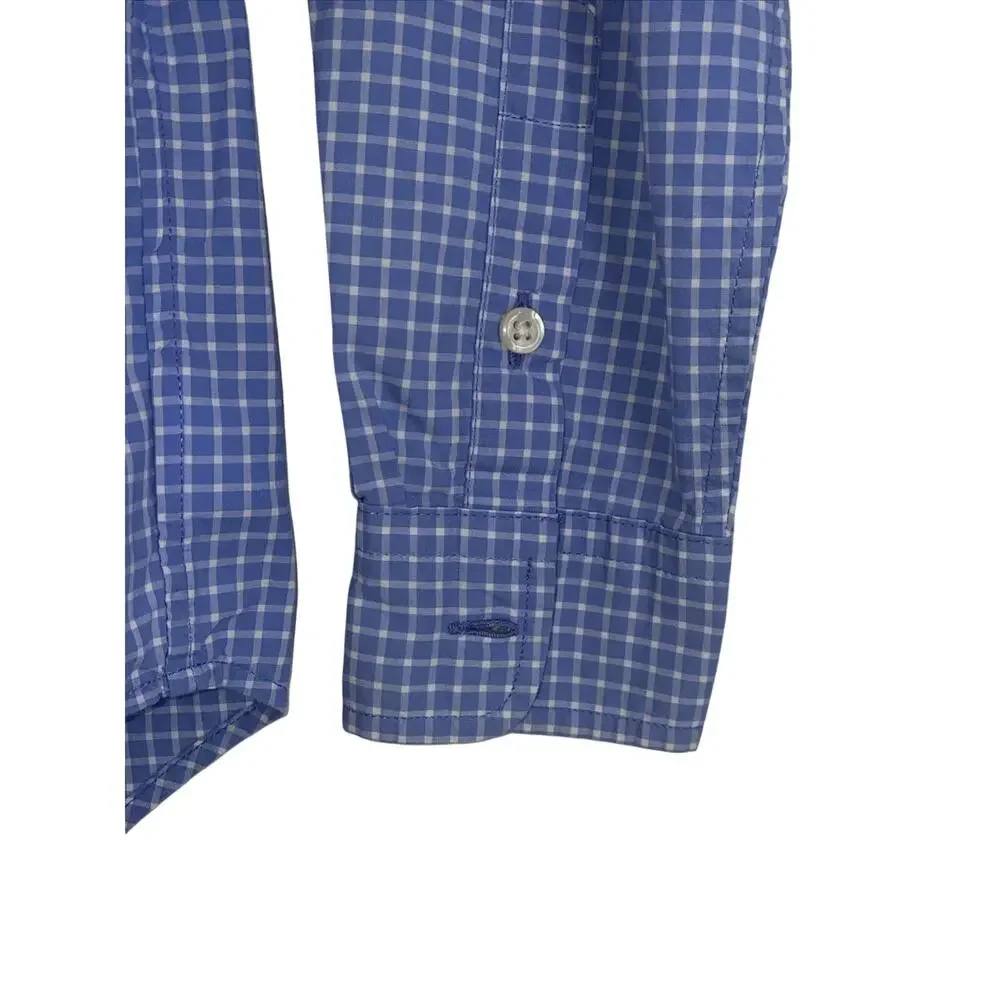 Ralph Lauren Boys L (14-16) Blue/White Check Button-Down Long Sleeve Shirt